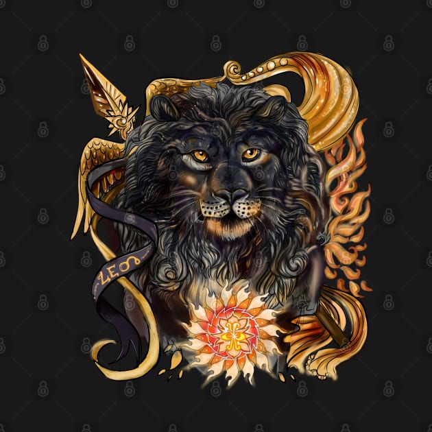 Zodiac Sign Leo Black Lion Art by Shadowind