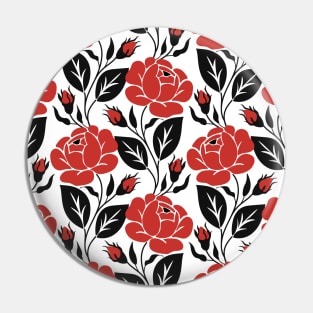 Print with Red Rose Inspired by Ukrainian Traditional Embroidery Pin