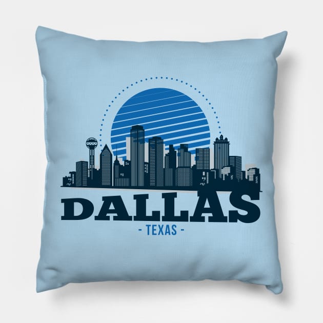 Retro Dallas, Texas Skyline Pillow by SLAG_Creative