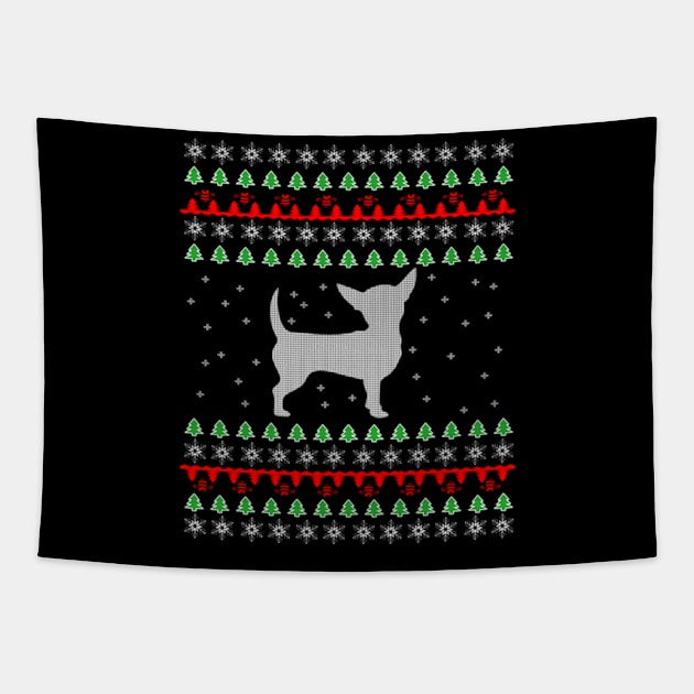 Chihuahua Ugly Christmas Sweater T-Shirt Gift Cute Tapestry by uglygiftideas