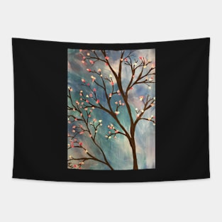 Cherry bloom silhouette Tapestry