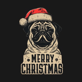 Funny Dog Santa Merry Christmas Vintage T-Shirt