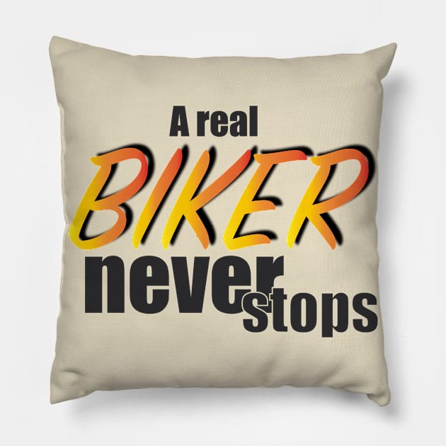 a real biker never stops Pillow by Lins-penseeltje