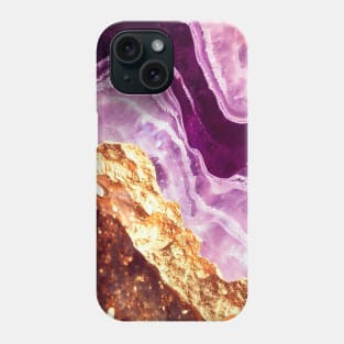 Amethyst and gold  texture Phone Case