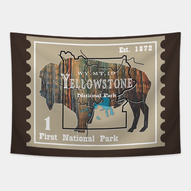 Yellowstone Stamp Tapestry by Northofthepines