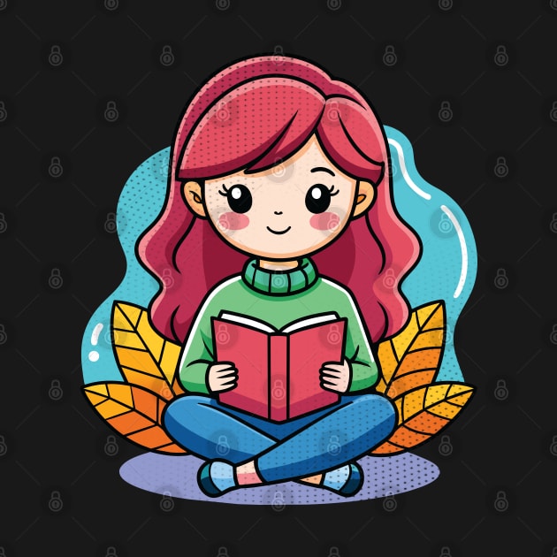 Cute Girl Reading a Book by Surrealcoin777