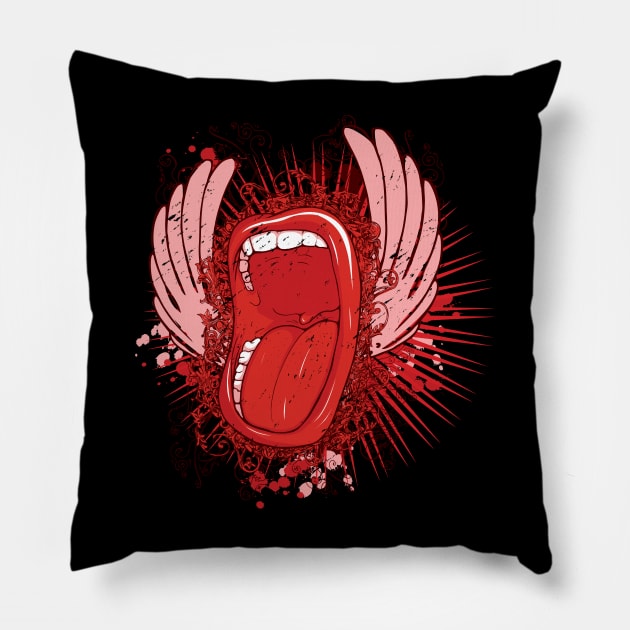 Flying Lips Pillow by positivedesigners