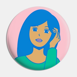 Blue haired girl Pin