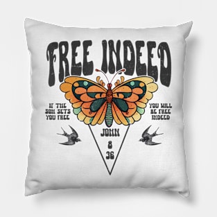 Free Indeed Boho Christian Pillow