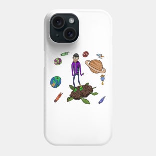 Outer space explorer on space turtle Phone Case