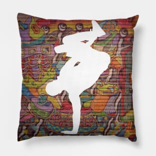 Break Dancer on Graffiti Background 13 Pillow