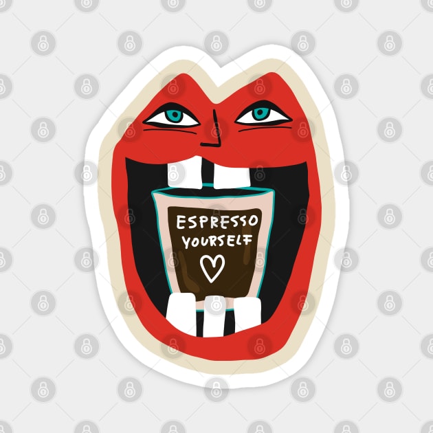 Express Yourself - Funny Coffee Pop Art Illustration Magnet by ManoTakako