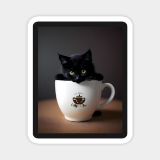 Adorable Black Cat Illustration- Modern Digital Art Magnet