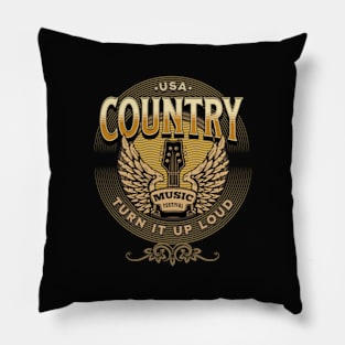 Country Music Turn It Up Loud Pillow