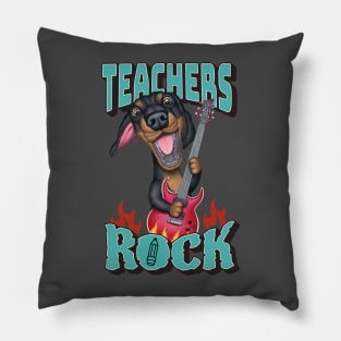 Funny Cute Doxie  Dachshund Dog Teachers Rock Fur Baby Pillow