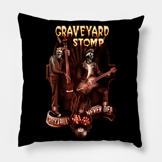 Rockabilly Graveyard Stomp Pillow by hardtbonez