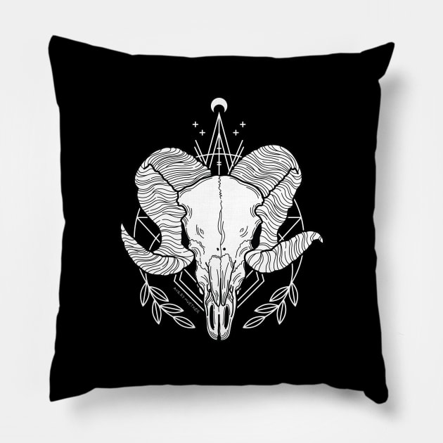 Ram Skull Pillow by averymuether