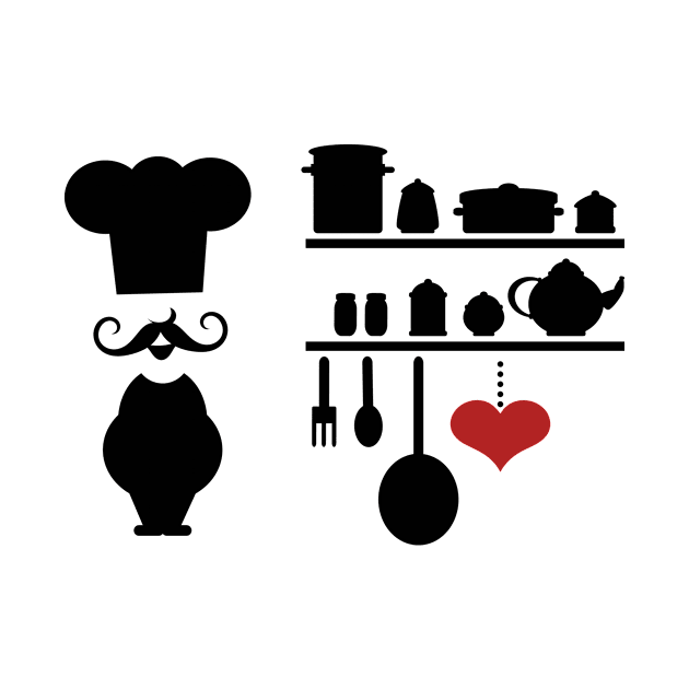 Chef silhouette with kitchen elements by SooperYela