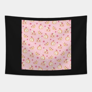 Kawaii Strawberry Cakes Pattern Tapestry