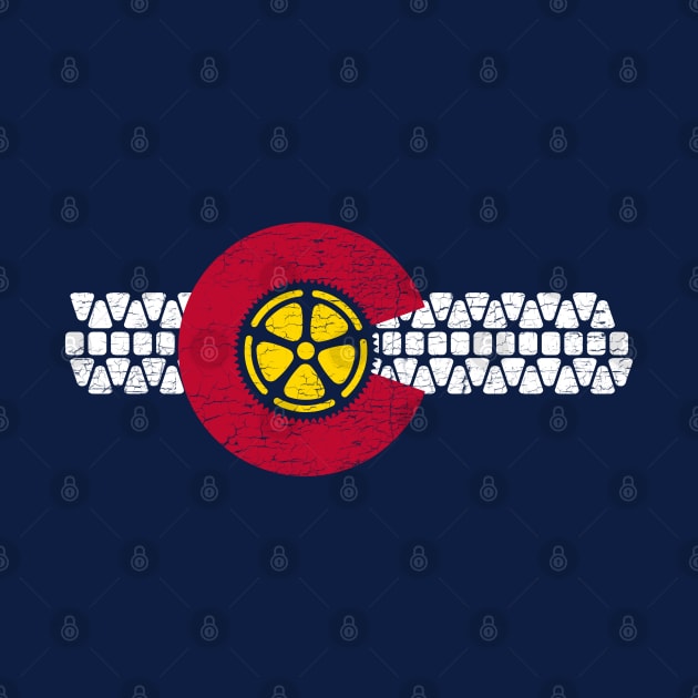 Bike Colorado State Flag Mountain Biking Art Gears by TeeCreations