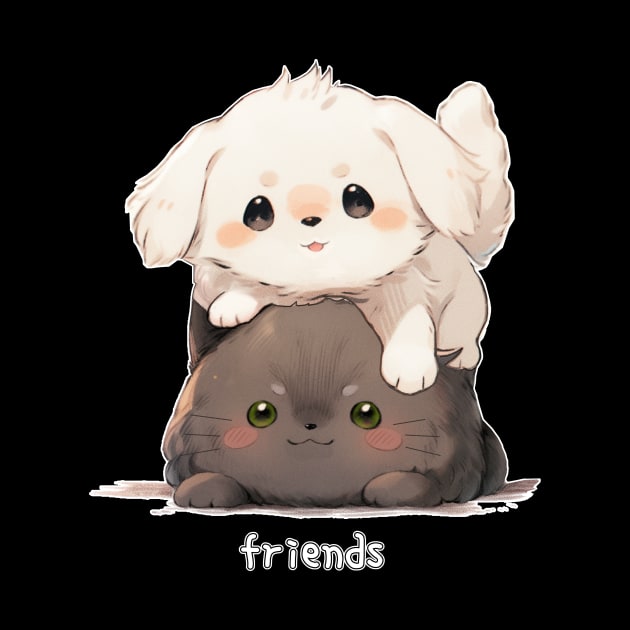 Friends Maltese Dog and Russian Blue Cat by Underground Cargo