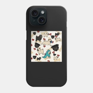 Pug Lover Design, Cute Pugs with Hearts & Paw Prints I Love Pugs Phone Case