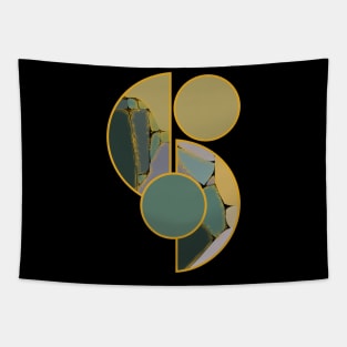 Bright vibrant shapes green yellow beige original unique abstract modern design art 380 Tapestry