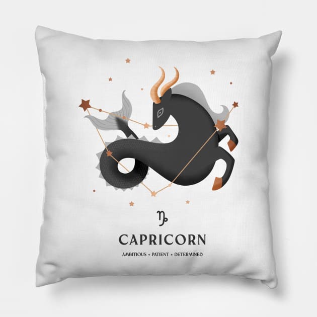 Capricorn Constellation Zodiac Series Pillow by paulineberger