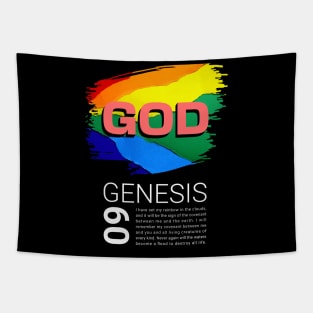 God - Rainbow Quote - Genesis 9 Tapestry