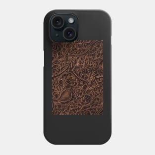 Dark Brown Ornamental Leather Stripes, natural and ecological leather print #47 Phone Case
