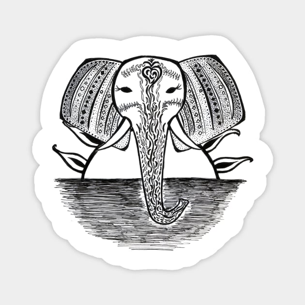 Monochrome Elephant Magnet by BalumbaArt