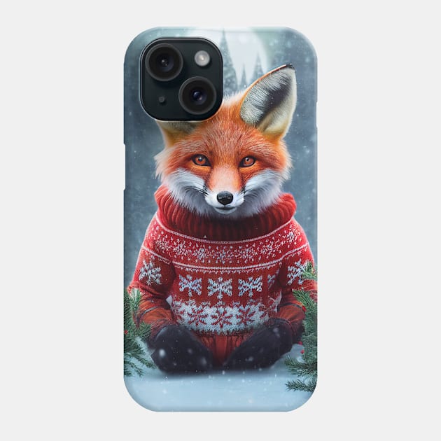 Cute Christmas Fox Phone Case by Art8085