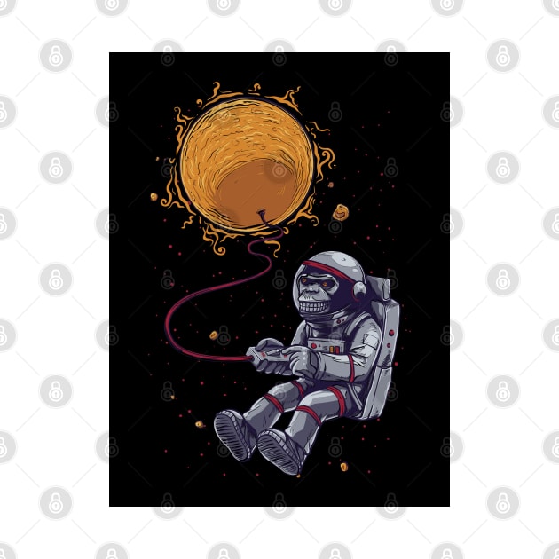 Astronaut Monkey With Planet by kriitiika