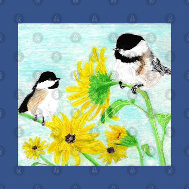 Chickadees & Sunflowers by NatureLady