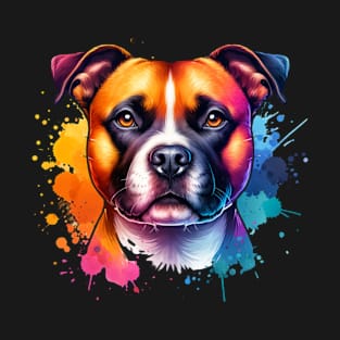 Bright Watercolor Staffordshire Terrier T-Shirt