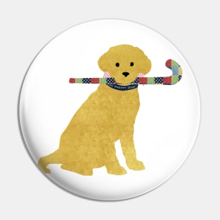 Yellow Lab Retriever Field Hockey Dog Pin