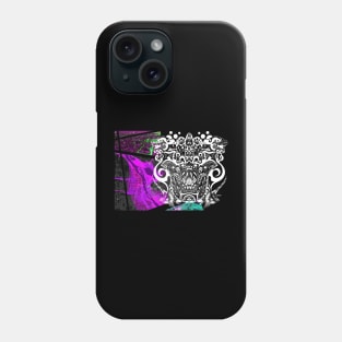 dark city in ecopop sutra mandala art with mexican patterns and dogs Phone Case