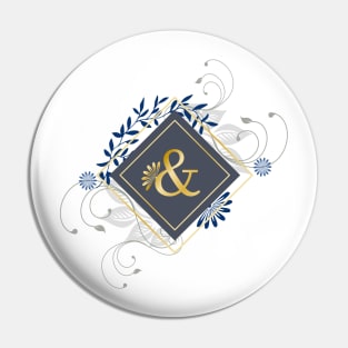 &, blue and gold initial monogram. Pin