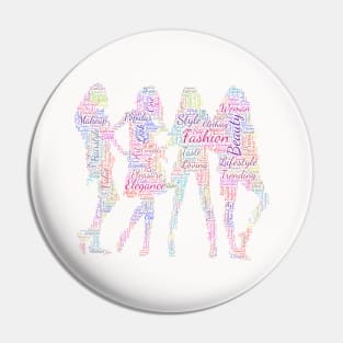 Girls Fashion Silhouette Shape Text Word Cloud Pin