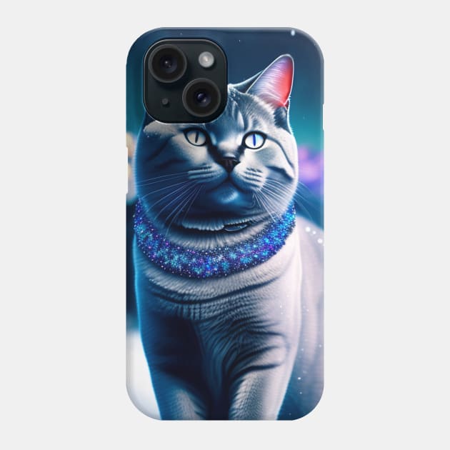 British Shorthair In A Magical Snow Phone Case by Enchanted Reverie