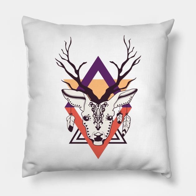 Cartoon Abstract Deer Art Print Pillow by MariaStore