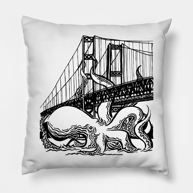 Tacoma Narrows Octopus Pillow by arielpopp