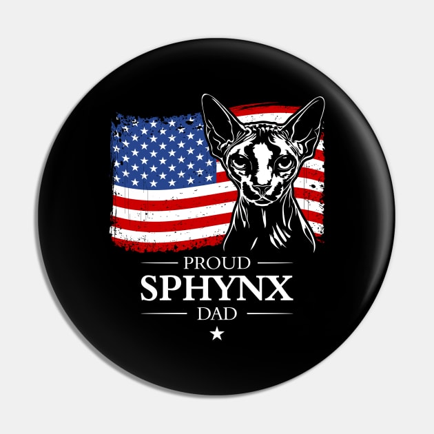 Proud Sphynx Dad American Flag patriotic cat Pin by wilsigns