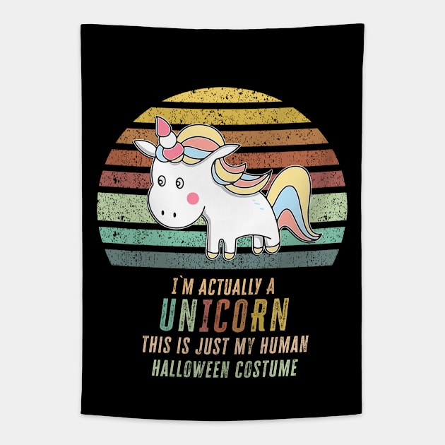 Super Cool Halloween Unicorn Costume Funny Quote for kids and parties Tapestry by Naumovski