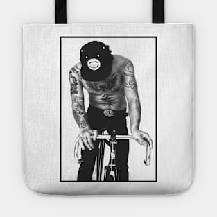 Urban man on a bike Tote