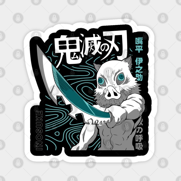 Demon Slayer Inosuke Hashibira Battle Stance Magnet by Otaku Vibes