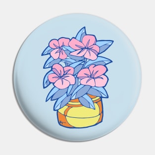 Blue and Pink Yellow Pot Plant Pin