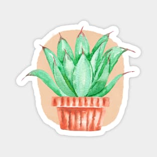 Watercolor Potted Green Succulent Magnet