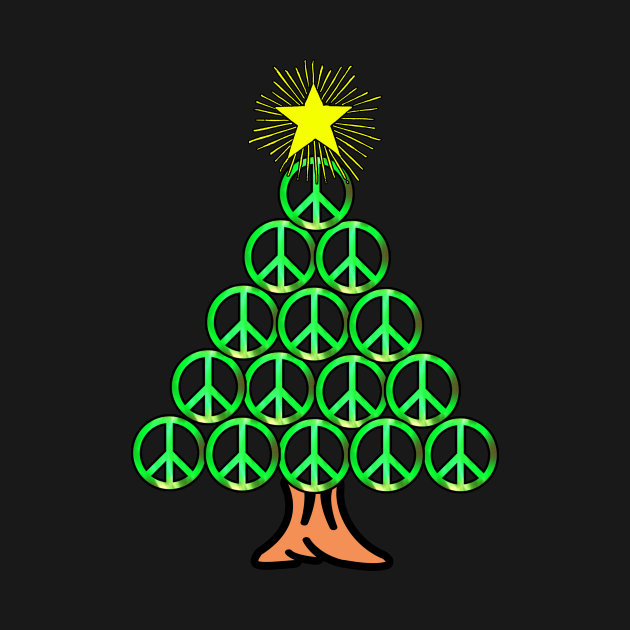 Peace Sign Christmas Tree Hippie - Peace Sign Christmas Tree - T-Shirt