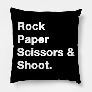 Rock Paper Scissors Shoot White Pillow